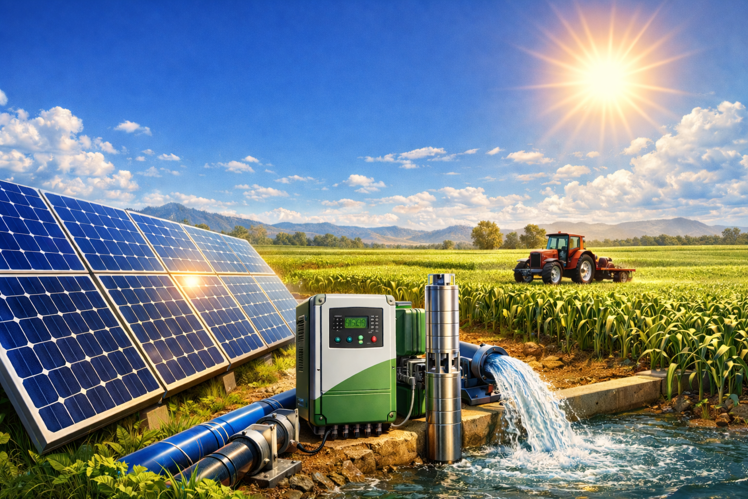 Tarımsal sulama için güneş enerjisi sistemi kurulumu