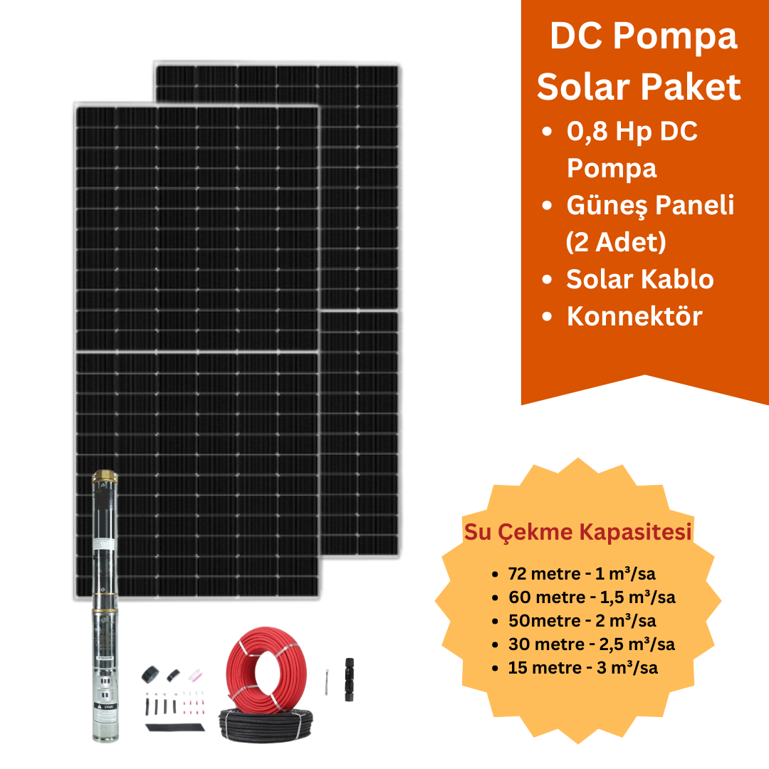 0,8Hp DC Solar Pompa Seti