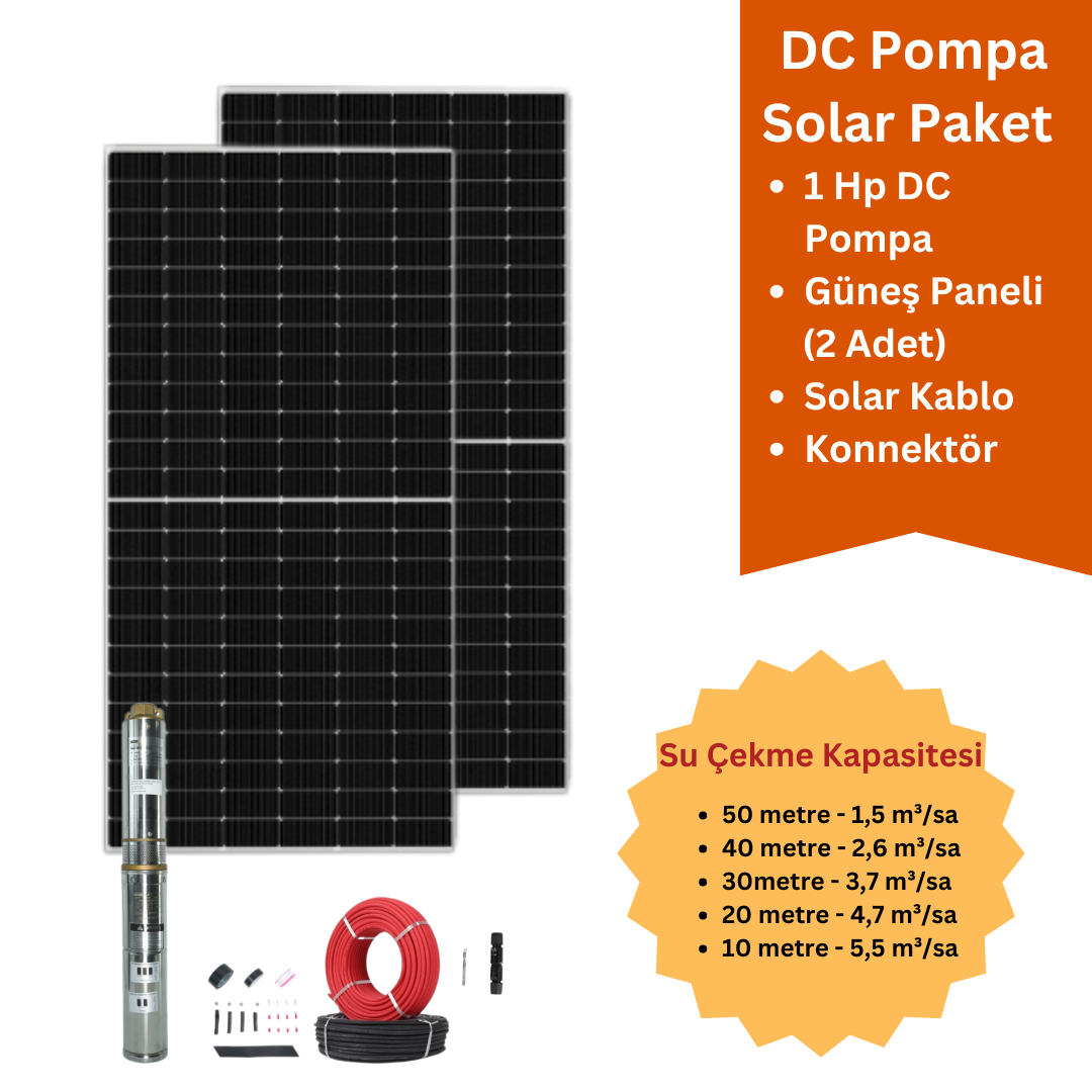 1Hp DC Solar Pompa Seti